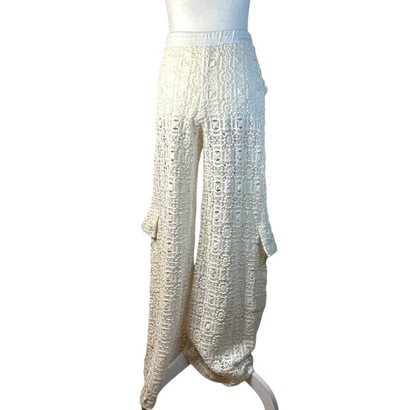 Agua Bendita Maca Pants in Beige Small New Womens Crochet Cover up - Picture 5 of 16
